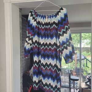 Elegant Chevron Long Sleeve Plouse  in Blue and Purple.N.W.O.T